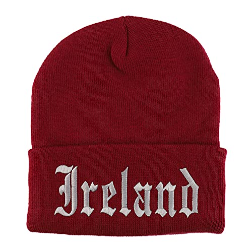 Trendy Apparel Shop Ireland Old English Embroidered Long Cuff Beanie