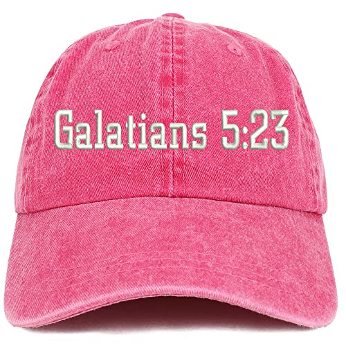 Trendy Apparel Shop Galatians 5:23 Washed Pigment Dyed Baseball Cap