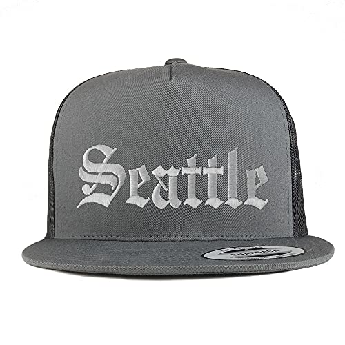 Trendy Apparel Shop Seattle Old English 5 Panel Flatbill Trucker Cap