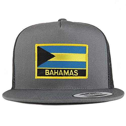 Trendy Apparel Shop Flexfit XXL Bahamas Flag 5 Panel Flatbill Trucker Mesh Snapback Cap