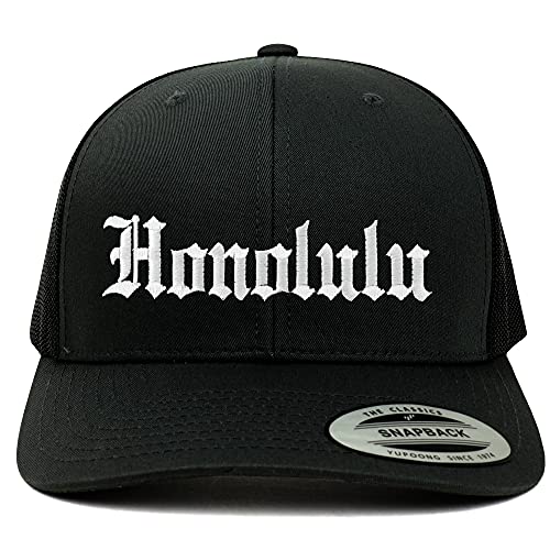 Trendy Apparel Shop Honolulu Old English 6 Panel Trucker Mesh Cap