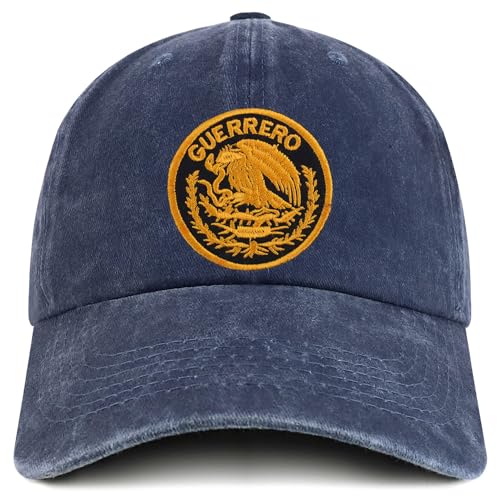 Trendy Apparel Shop Guerrero Mexico Gold Embroidered Patch Pigment Dyed Washed Baseball Cap
