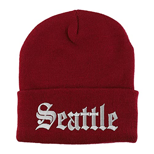 Trendy Apparel Shop Seattle Old English Embroidered Long Cuff Beanie