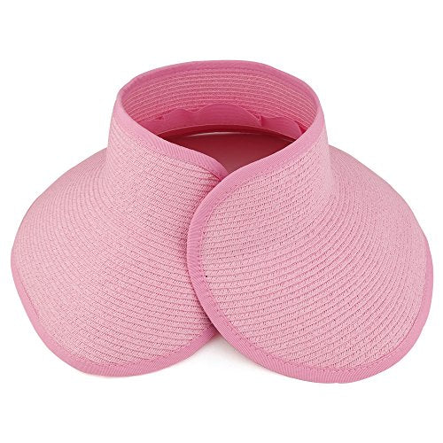 Trendy Apparel Shop Womens UPF 50+ Paper Braid Large Rolled Visor UV Protection Hat