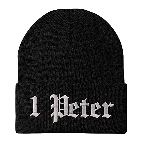 Trendy Apparel Shop 1 Peter Old English Embroidered Long Cuff Beanie