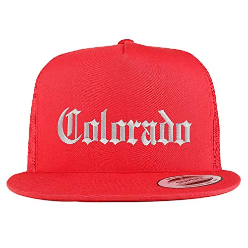 Trendy Apparel Shop Colorado State Old English 5 Panel Flatbill Trucker Mesh Cap