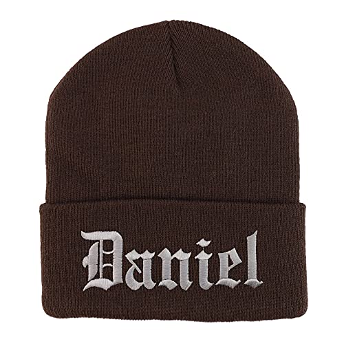 Trendy Apparel Shop Daniel Old English Embroidered Long Cuff Beanie
