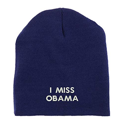 Trendy Apparel Shop I Miss Obama Embroidered Made in USA Short Acrylic Knit Winter Beanie Hat