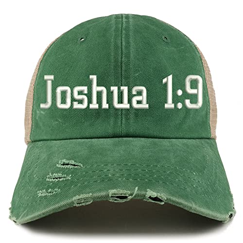 Trendy Apparel Shop Joshua 1:9 Frayed Bill Trucker Mesh Back Cap