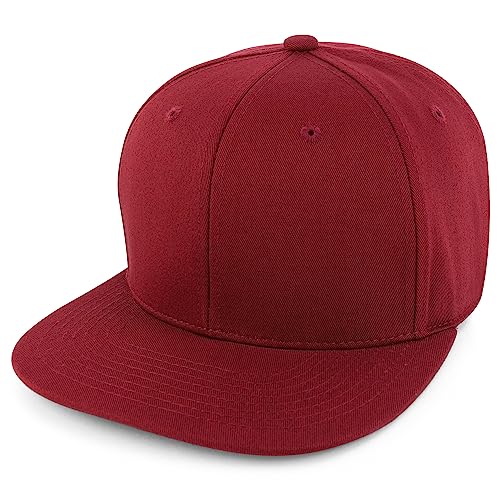 Trendy Apparel Shop 100% Cotton Plain Structured 6 Panels Flatbill Snapback Baseball Cap