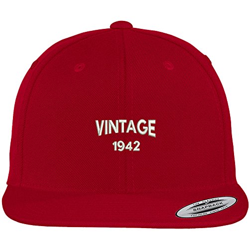 Trendy Apparel Shop Small Vintage 1942 Embroidered 77th Birthday Flat Bill Snapback Baseball Cap