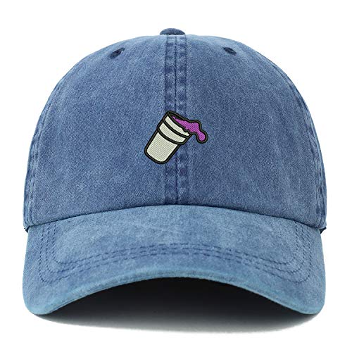 Trendy Apparel Shop XXL Double Cup Morning Coffee Embroidered Unstructured Washed Pigment Dyed Baseball Cap