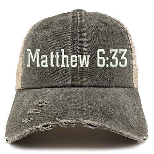 Trendy Apparel Shop Matthew 6:33 Frayed Bill Trucker Mesh Back Cap