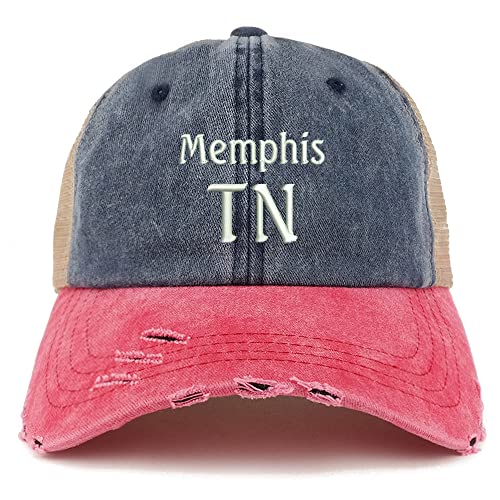 Trendy Apparel Shop Memphis TN Embroidered Frayed Bill Trucker Mesh Back Cap