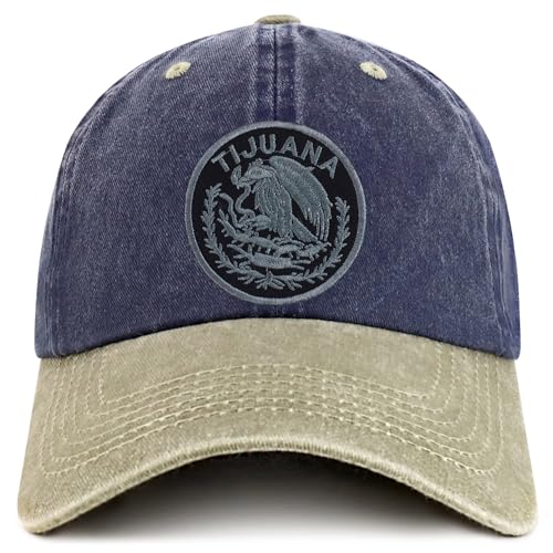 Trendy Apparel Shop Tijuana Mexico Charcoal Embroidered Patch Pigment Dyed Washed Baseball Cap