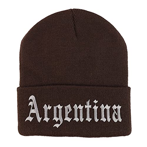 Trendy Apparel Shop Argentina Old English Embroidered Long Cuff Beanie