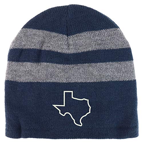 Trendy Apparel Shop Texas State Outline Fleece Lined Striped Short Beanie