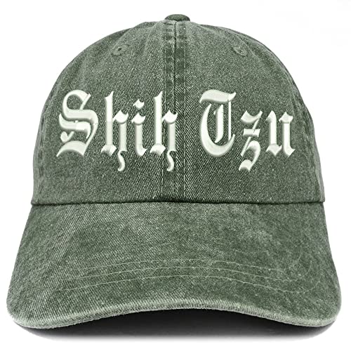 Trendy Apparel Shop Old English Shih Tzu Washed Pigment Dyed Baseball Cap