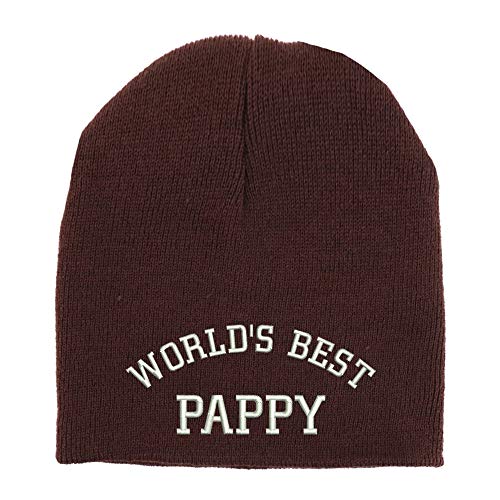 Trendy Apparel Shop World's Best Pappy Embroidered Made in USA Short Acrylic Knit Winter Beanie Hat