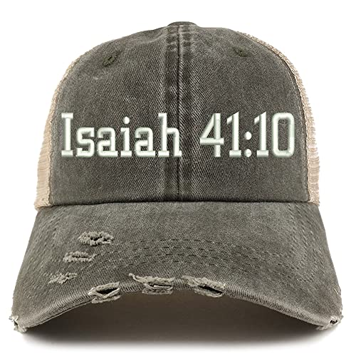 Trendy Apparel Shop Isaiah 41:10 Frayed Bill Trucker Mesh Back Cap