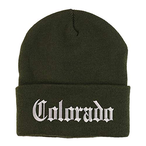 Trendy Apparel Shop Colorado State Old English Embroidered Long Cuff Beanie