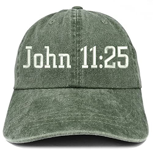 Trendy Apparel Shop John 11:25 Washed Pigment Dyed Baseball Cap