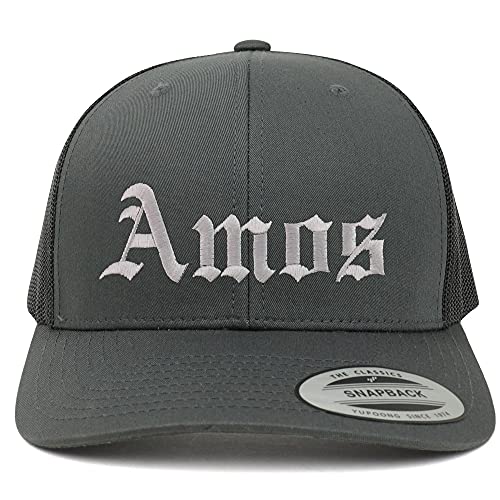 Trendy Apparel Shop Amos Old English 6 Panel Trucker Mesh Cap