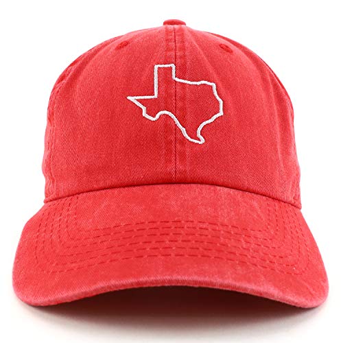 Trendy Apparel Shop Texas State Outline Embroidered Washed Cotton Adjustable Cap