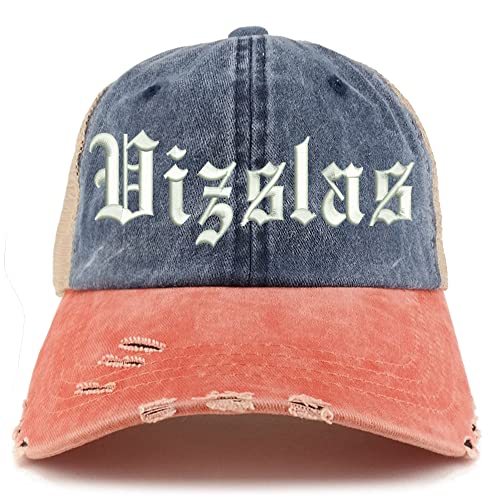 Trendy Apparel Shop Old English Vizslas Frayed Bill Trucker Mesh Back Cap