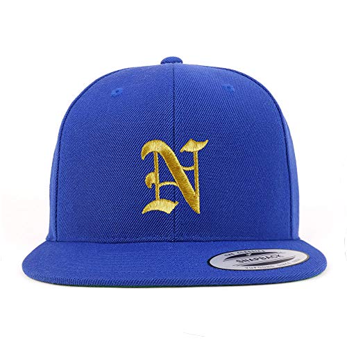 Trendy Apparel Shop Old English Gold N Embroidered Snapback Flatbill Baseball Cap