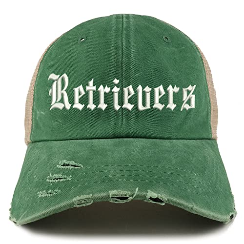 Trendy Apparel Shop Old English Retrivers Frayed Bill Trucker Mesh Back Cap