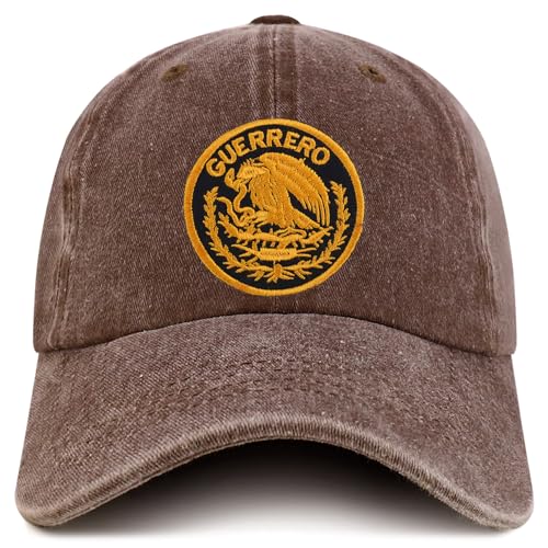 Trendy Apparel Shop Guerrero Mexico Gold Embroidered Patch Pigment Dyed Washed Baseball Cap