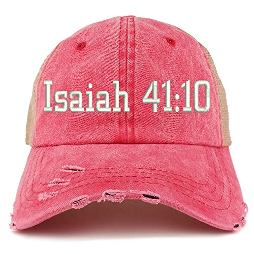 Trendy Apparel Shop Isaiah 41:10 Frayed Bill Trucker Mesh Back Cap