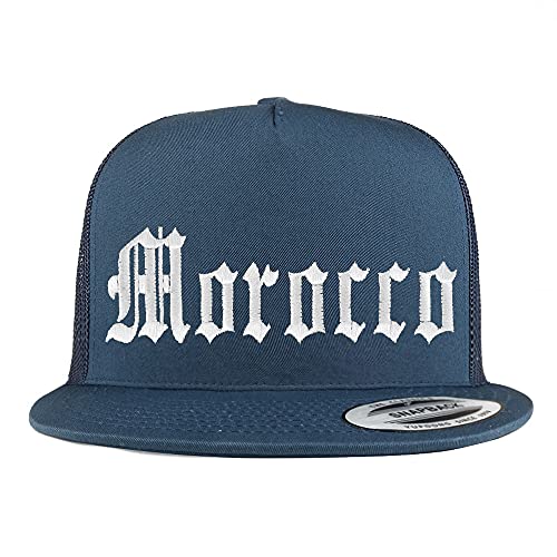 Trendy Apparel Shop Morocco Old English 5 Panel Flatbill Trucker Mesh Cap