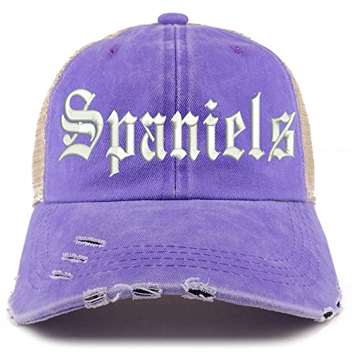 Trendy Apparel Shop Old English Spaniels Frayed Bill Trucker Mesh Back Cap