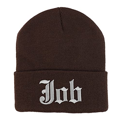 Trendy Apparel Shop Job Old English Embroidered Long Cuff Beanie