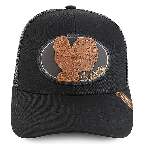 Trendy Apparel Shop Rooster Patch Embroidered Mesh Snapback Baseball Cap