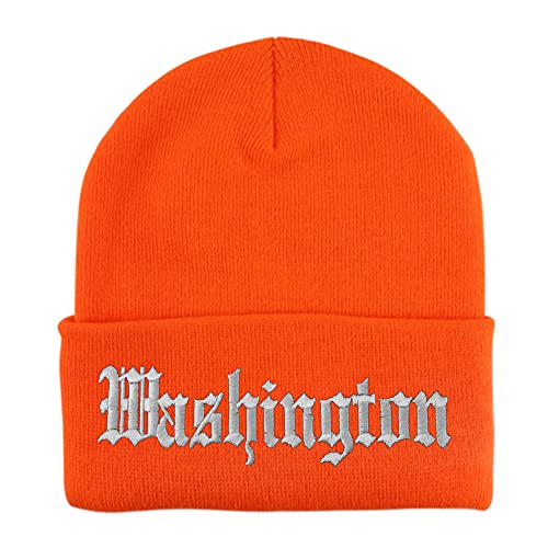 Trendy Apparel Shop Washington Old English Embroidered Long Cuff Beanie