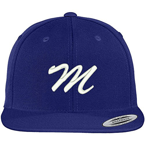 Trendy Apparel Shop Letter M Brushed Script Embroidered Flat Bill Snapback Baseball Cap