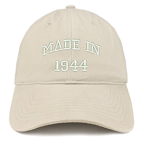 Trendy Apparel Shop Made in 1944 Text Embroidered 77th Birthday Brushed Cotton Cap