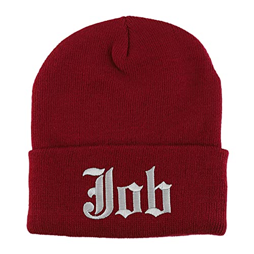 Trendy Apparel Shop Job Old English Embroidered Long Cuff Beanie