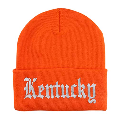 Trendy Apparel Shop Kenturky State Old English Embroidered Long Cuff Beanie