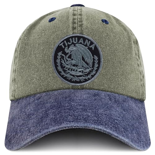 Trendy Apparel Shop Tijuana Mexico Charcoal Embroidered Patch Pigment Dyed Washed Baseball Cap
