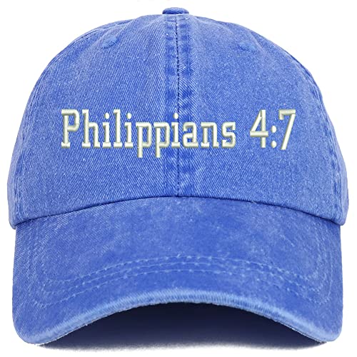 Trendy Apparel Shop Philippians 4:7 Washed Pigment Dyed Baseball Cap