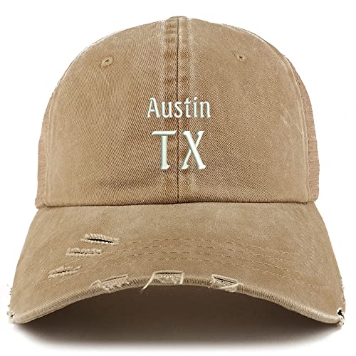 Trendy Apparel Shop Austin TX Embroidered Frayed Bill Trucker Mesh Back Cap