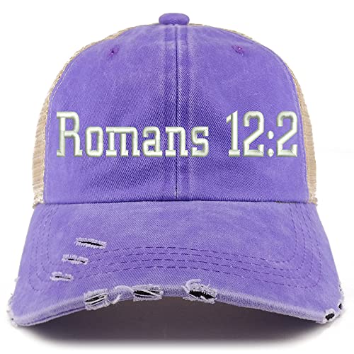 Trendy Apparel Shop Romans 12:2 Frayed Bill Trucker Mesh Back Cap