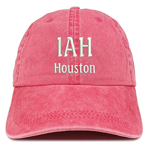 Trendy Apparel Shop IAH Houston Embroidered Pigment Dyed Washed Baseball Cap
