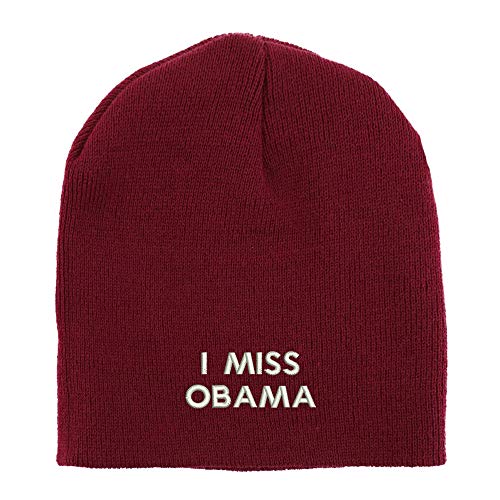 Trendy Apparel Shop I Miss Obama Embroidered Made in USA Short Acrylic Knit Winter Beanie Hat