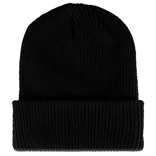 Trendy Apparel Shop Solid Color Ribbed Cuffed Knit Long Acrylic Beanie