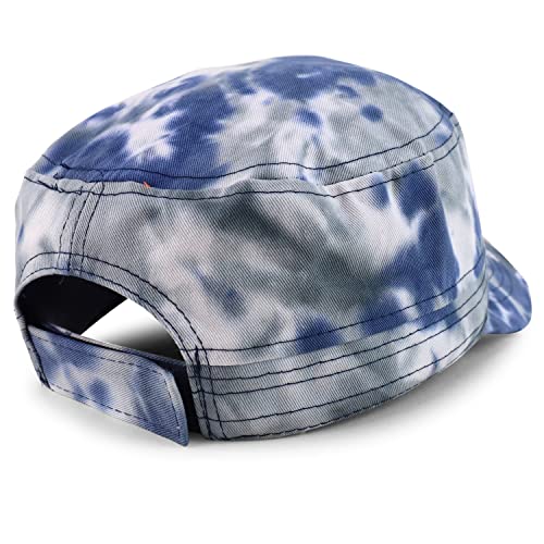 Trendy Apparel Shop Plain 100% Cotton Tie Dye Fabric Patterned Flat Top Army Baseball Cap